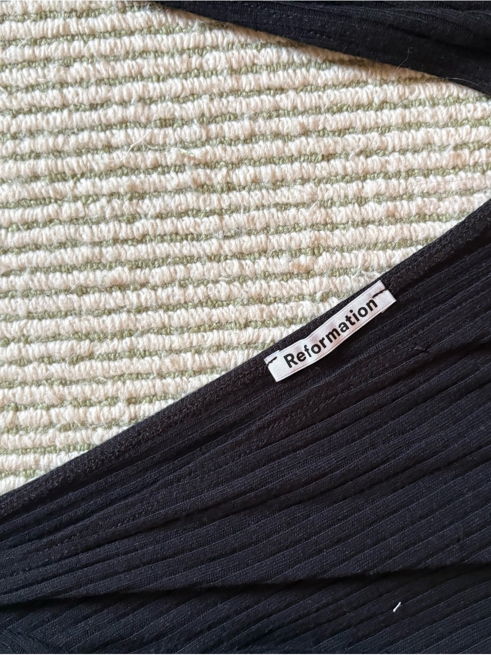 Reformation Black Ribbed Wrap Top - Picture 2 of 4